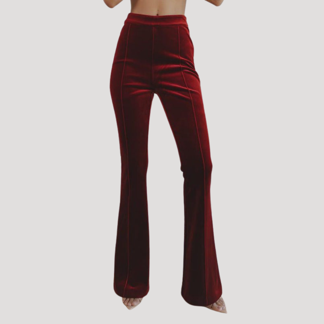 Paloma | Tailleur Donna in Velluto con Blazer Slim Fit e Pantaloni Svasati
