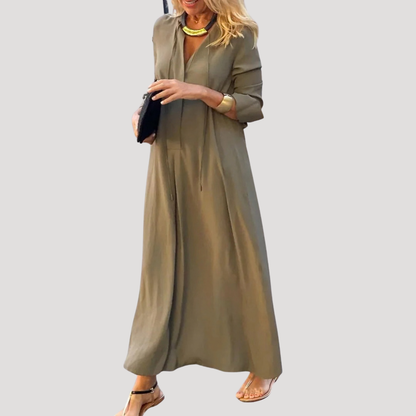 Elisa | Abito lungo fluido maniche lunghe chic