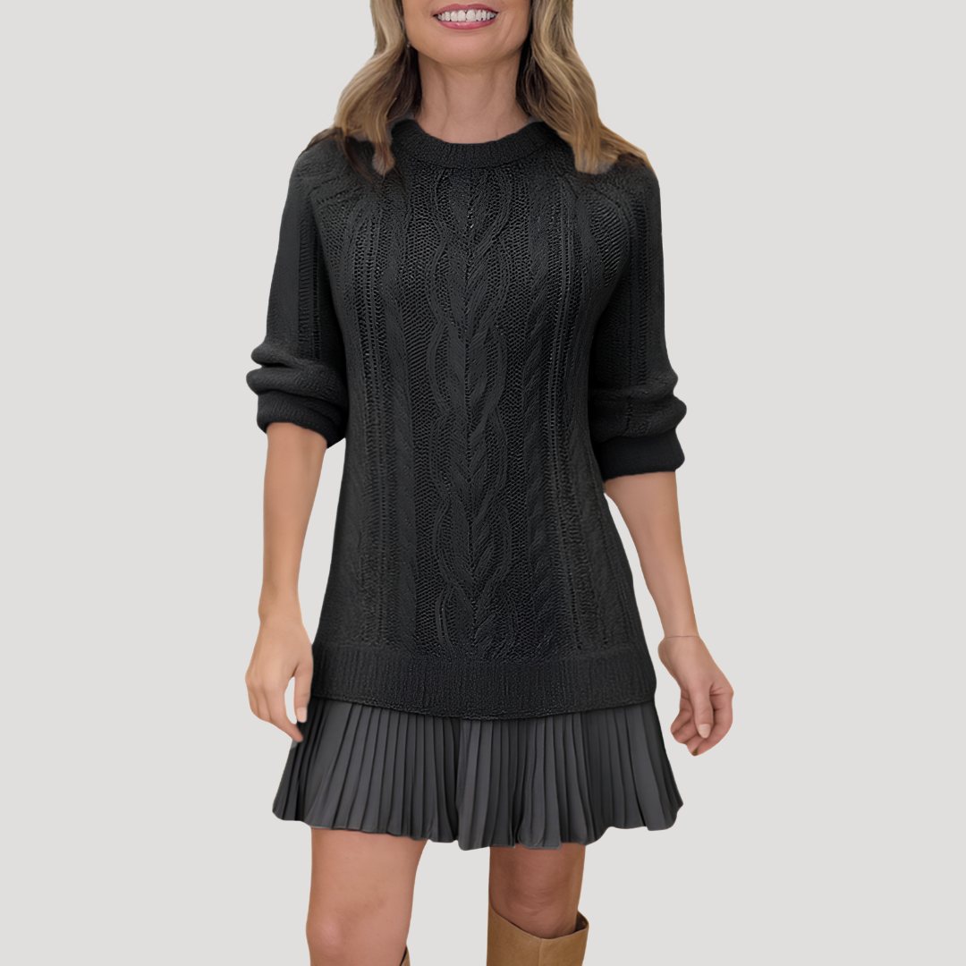 Naomi | Abito Mini Donna in Maglia Torcigliata con Orlo Plissettato