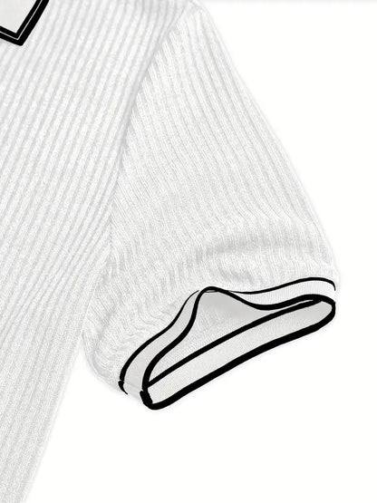 Elio | Polo a maniche corte a coste con bordino bianco da uomo