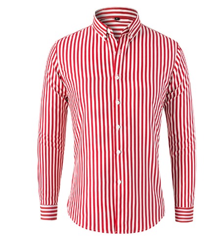 Edoardo | Camicia a righe verticali con collo button-down da uomo