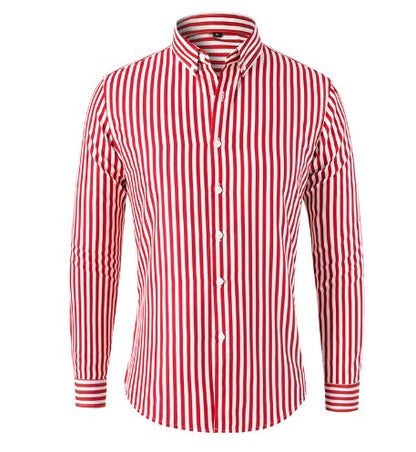 Edoardo | Camicia a righe verticali con collo button-down da uomo