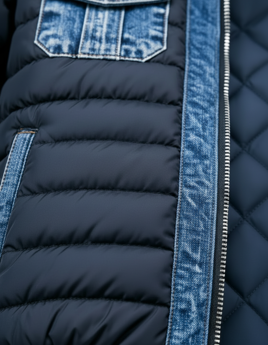 Raimondo | Giubbotto trapuntato con inserti in denim da uomo