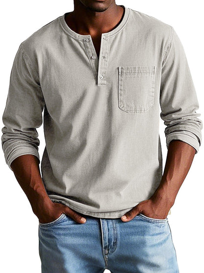 Matteo | Camicia Henley a maniche lunghe con taschino da uomo