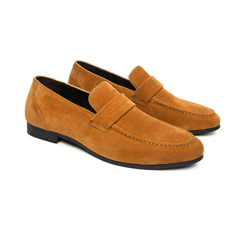 Pasquale | Mocassini penny loafer effetto camoscio sintetico da uomo