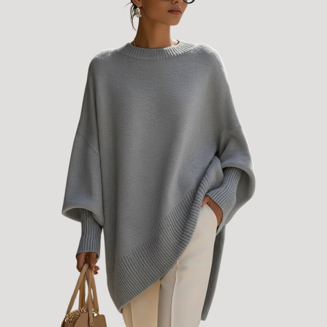 Genevieve | Poncho Donna Asimmetrico Collo Rotondo Elegante