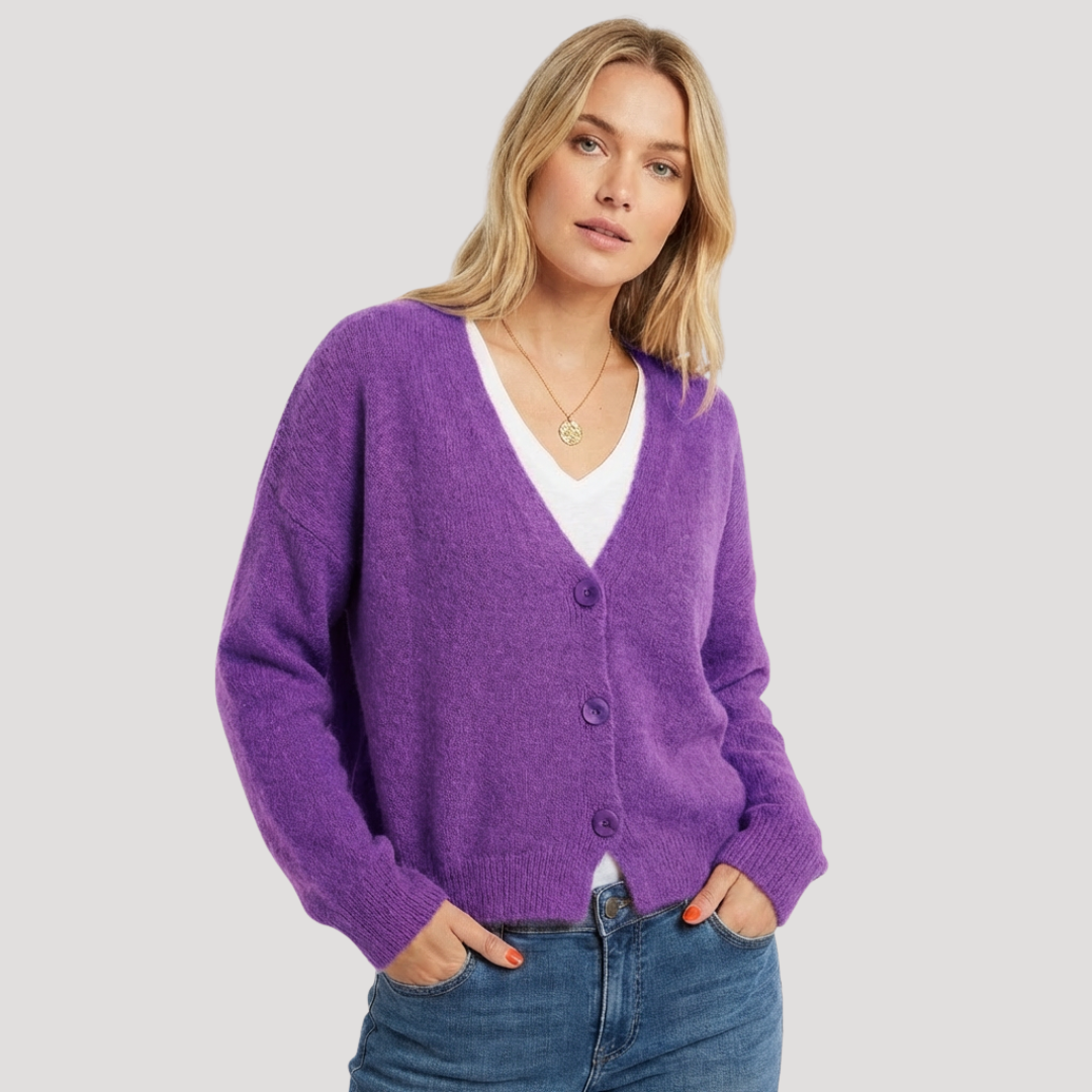 Aurore | Cardigan Donna in Maglia Col V Con Bottoni