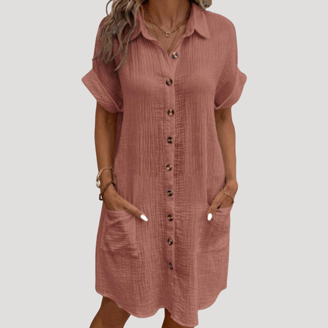 Perrine | Robe trapezio corta camicia bottonata elegante d'estate