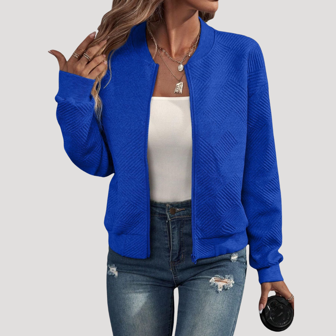 Nuria | Giacca Bomber Donna Texturizzata con Finiture a Coste