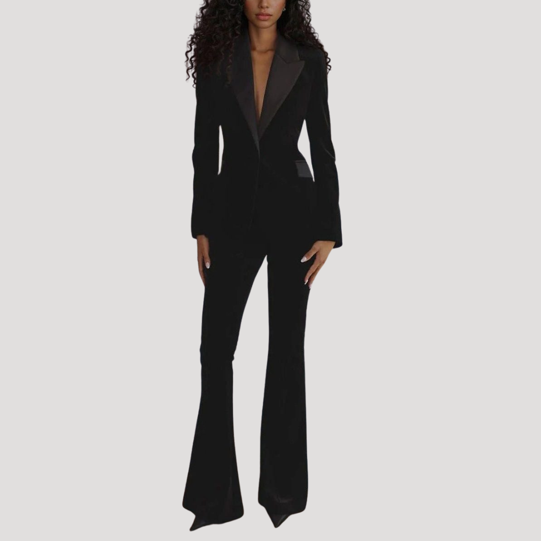 Paloma | Tailleur Donna in Velluto con Blazer Slim Fit e Pantaloni Svasati