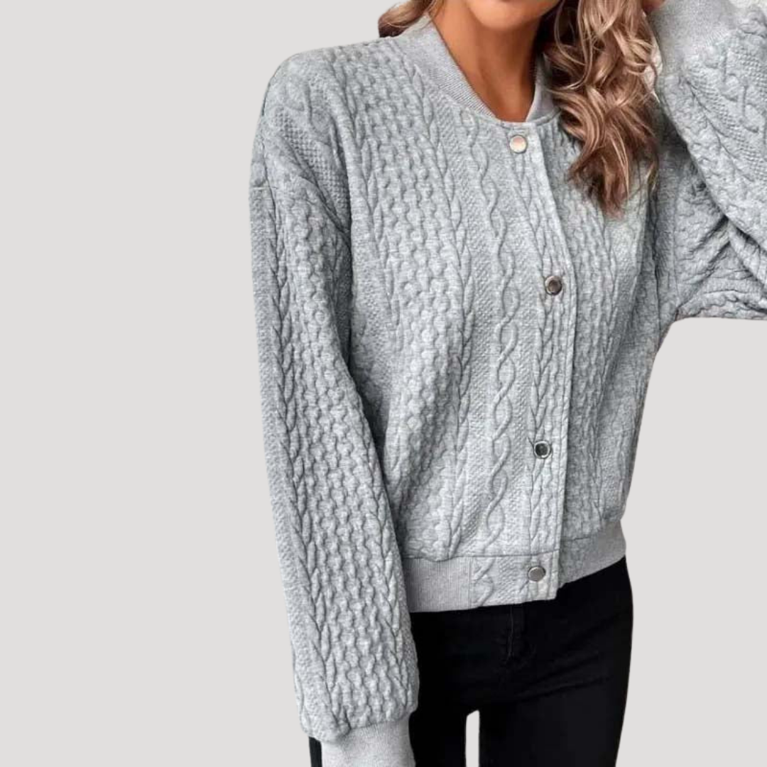 Tiziana | Cardigan Donna in Maglia Intrecciata con Bottoni