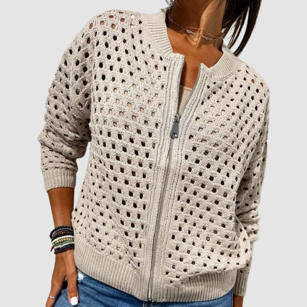Desiree | Cardigan in Maglia Traforata con Zip per Donna