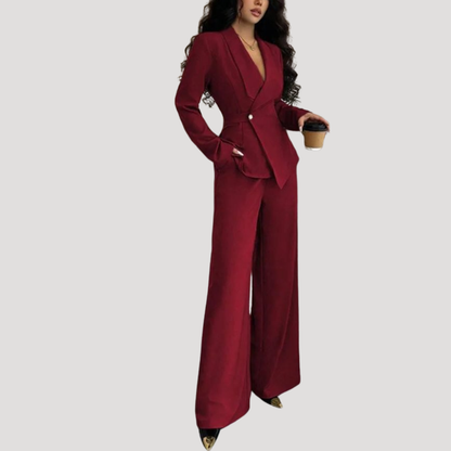 Eliane | Completo Donna Formale con Blazer e Pantaloni Larghi