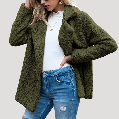 Clemence | Cappotto Teddy Donna Testurizzato con Collo Revers