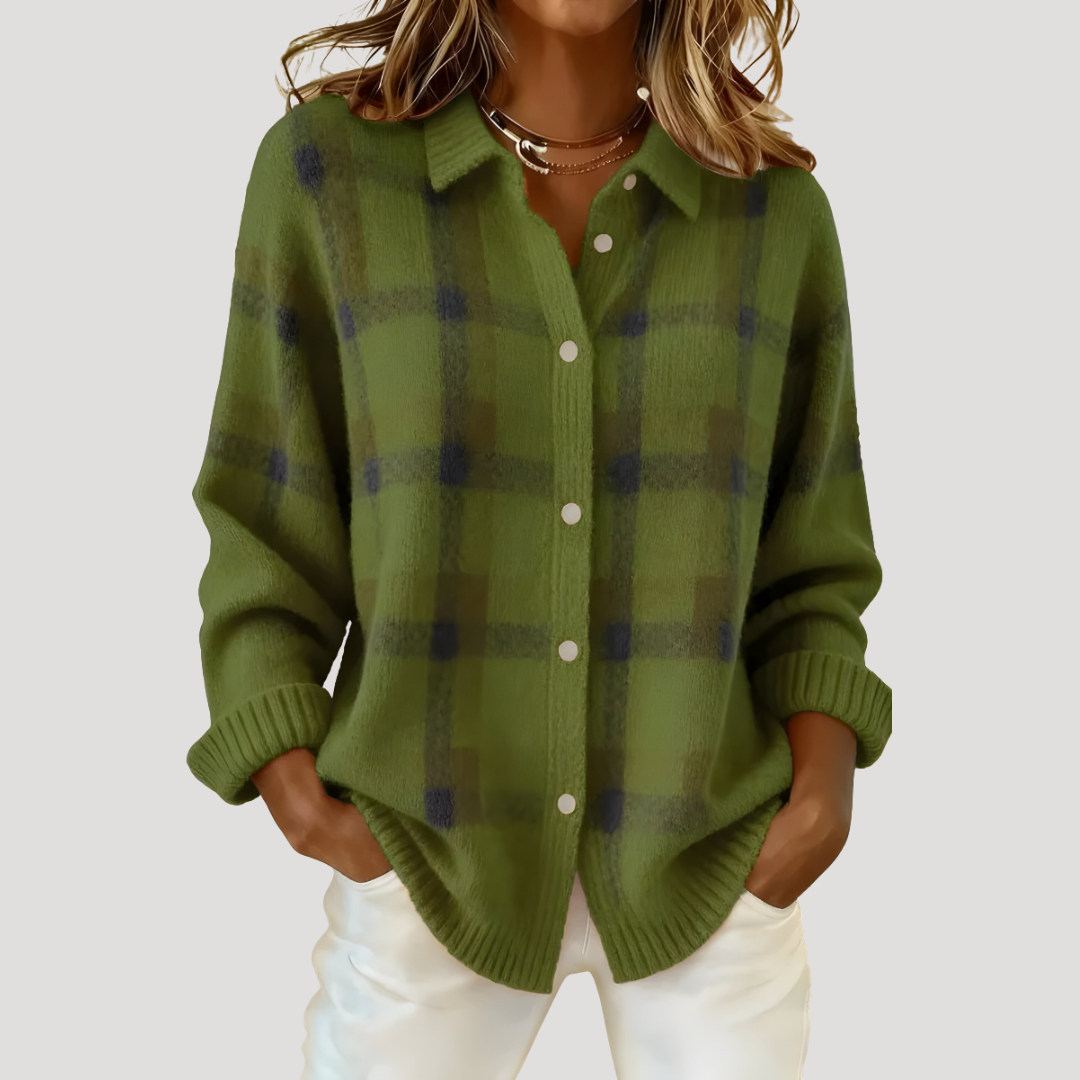 Daniela | Cardigan Donna in Maglia a Quadri Taglio Ampio