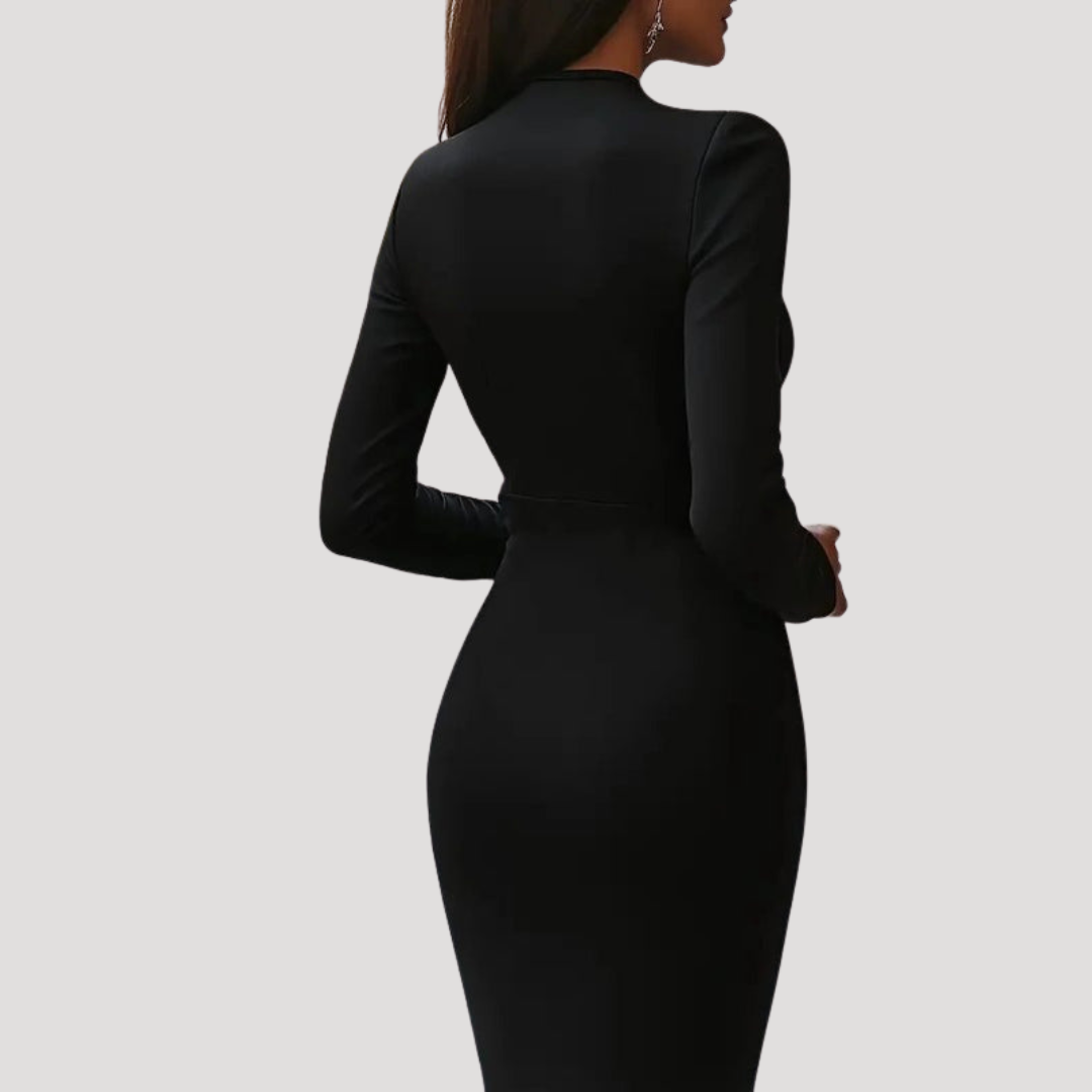 Valentina | Robe Midi Cache-Cœur Femme Élégante Manches Longues