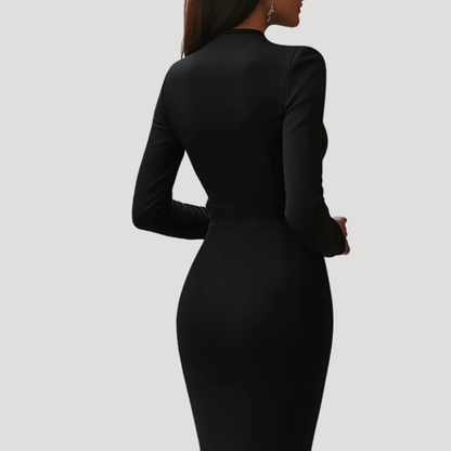 Valentina | Robe Midi Cache-Cœur Femme Élégante Manches Longues