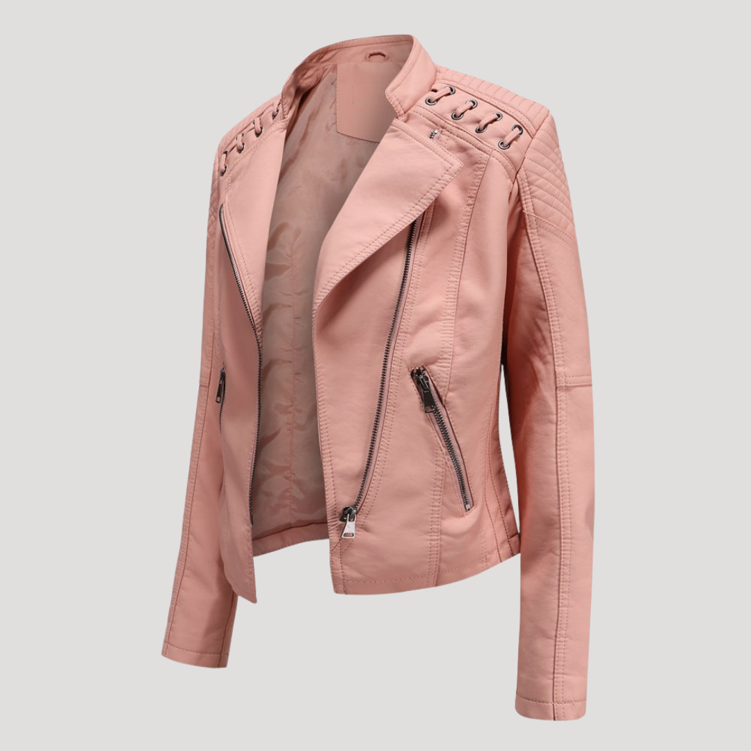 Oriane | Giacca Biker Donna Slim Fit con Dettagli Lacciati