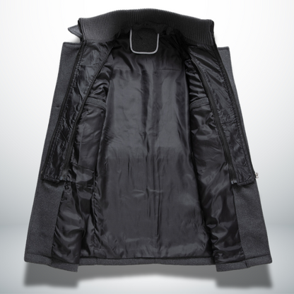 Angelo | Cappotto lungo con doppio strato e collo alto da uomo
