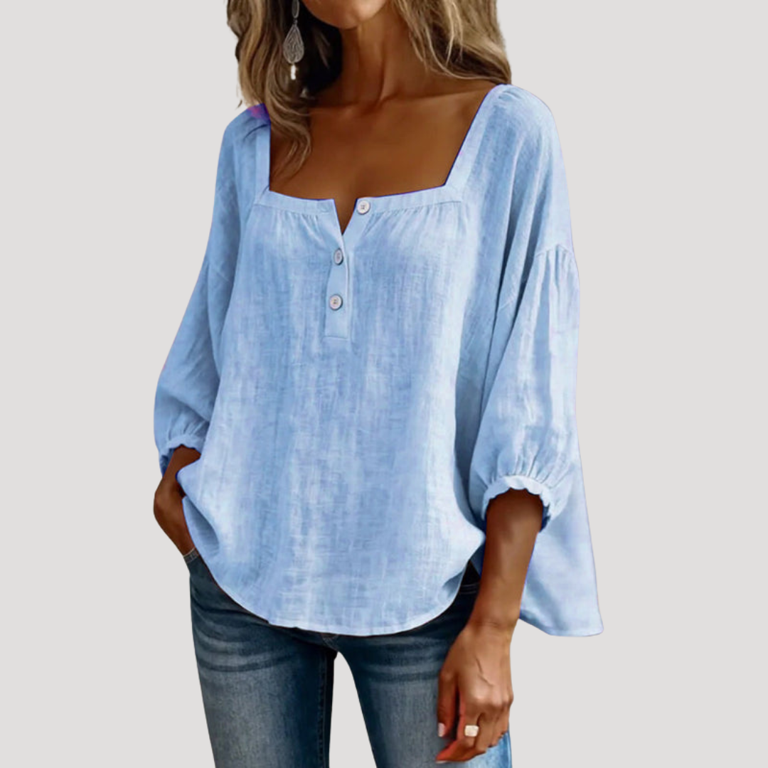 Ana | Blusa Donna Collo Quadrato Bottone Casual