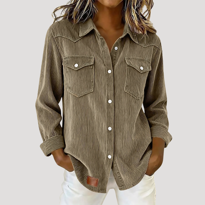 Raffaella | Camicia Donna Maniche Lunghe Bottonata con Tasche