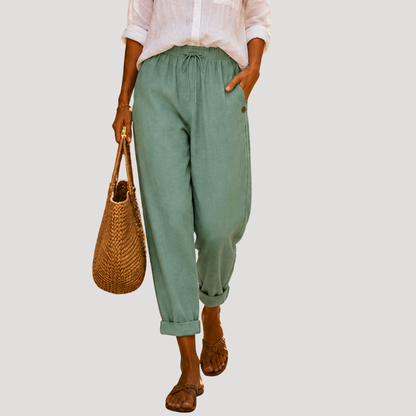Jasmine | Pantaloni Donna Gamba Dritta Vita Regolabile Estate