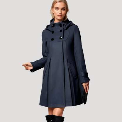 Cinzia | Cappotto Donna Svasato con Cappuccio e Bottoni