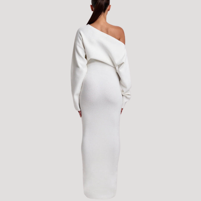 Nadine | Abito Lungo Donna in Maglia Spalle Scoperte