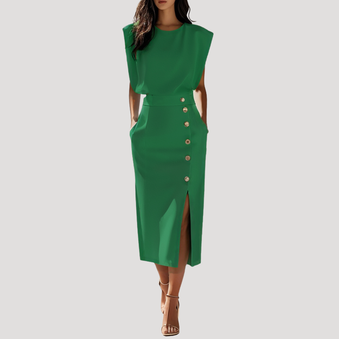 Ninon | Robe Midi Donna Senza Maniche Con Cintura Elegante