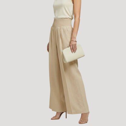 Capucine | Pantaloni Donna Vita Arricciata Gamba Larga