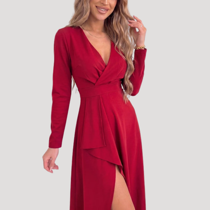 Irene | Robe Midi Cache-Cœur Femme Col V