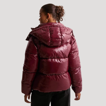 Lorena | Giacca Donna con Cappuccio Finitura Lucida