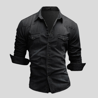 Emanuele | Camicia effetto denim con tasche e bottoni a pressione da uomo