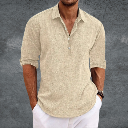Lorenzo | Camicia henley a maniche lunghe con colletto da uomo