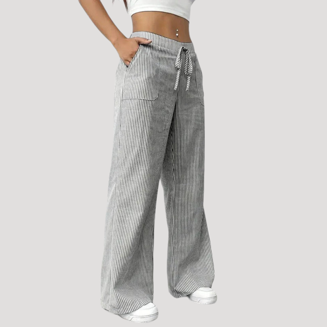 Ginevra | Pantaloni Donna Casual a Gamba Larga a Righe