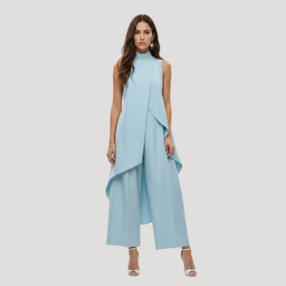 Caterina | Completo Donna Elegante Top Lungo Asimmetrico e Pantaloni Larghi