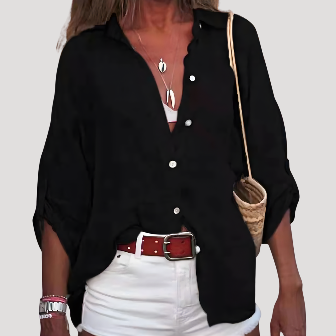 Nicolette | Blusa ampia in lino elegante con maniche lunghe