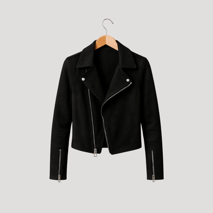 Amy | Giacca Biker Corto Donna con Zip Asimmetrica