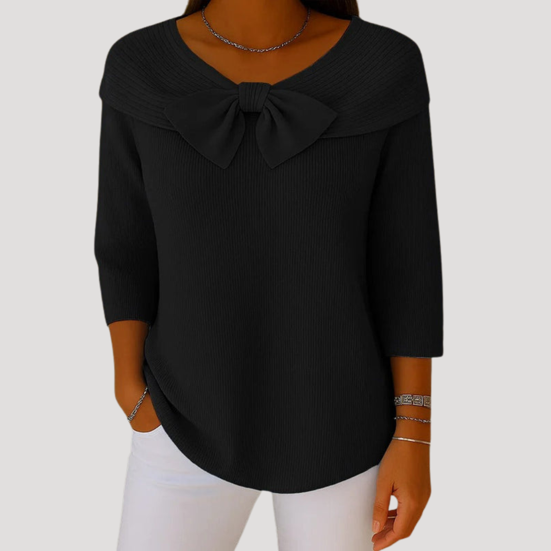 Elaine | Pullover Donna Elegante Maglia Fine con Fiocco