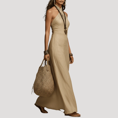 Miranda | Abito Lungo Collo Halter Incrociato Elegante