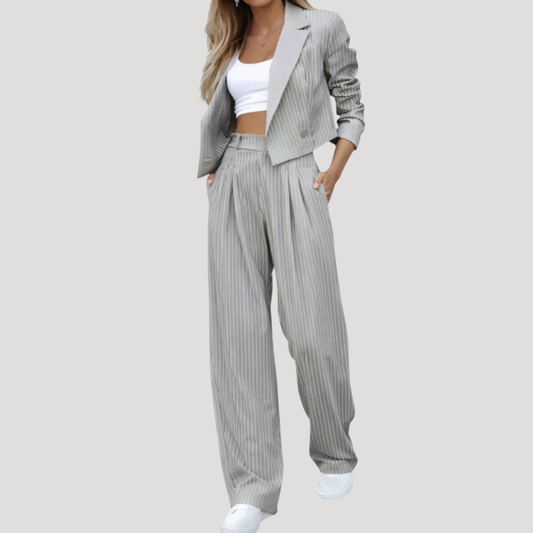 Mafalda | Completo Tailleur Donna Striato Pantaloni Largo