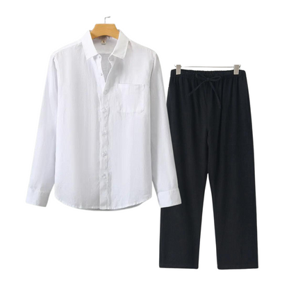 Ernesto | Completo camicia a maniche lunghe e pantaloni con coulisse da uomo