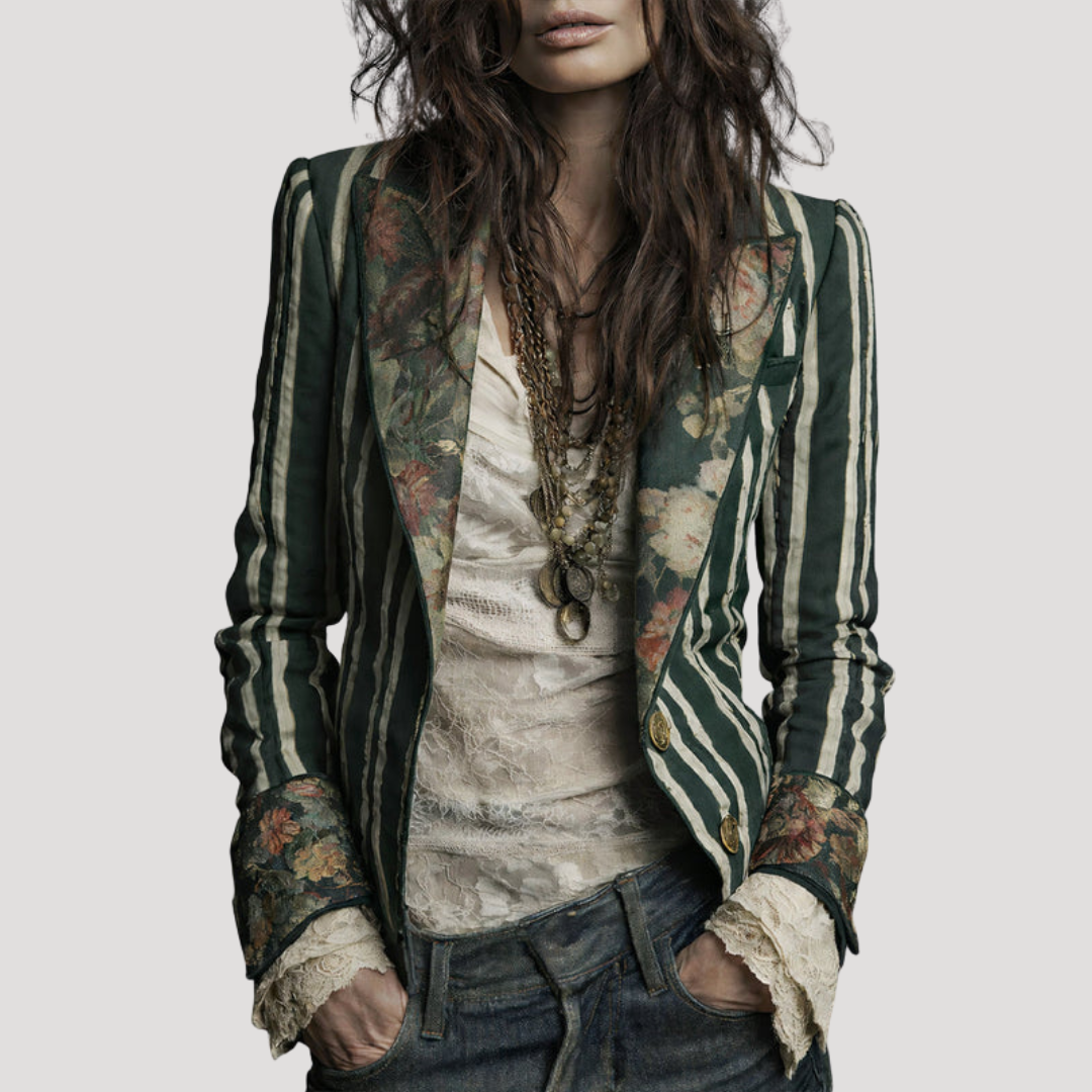 Anna Chiara | Blazer Donna Vintage A Righe e Fiori