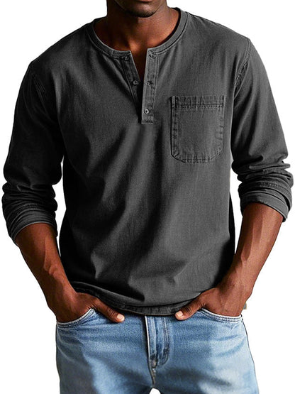 Gabriele | Maglia Henley a maniche lunghe con taschino da uomo