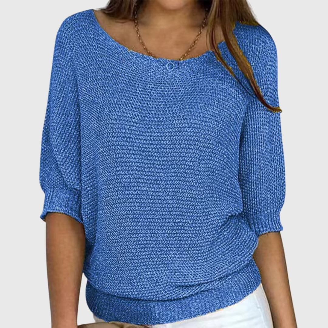 Leticia | Pull Donna Collo Barchetta Maglia Fine Casual