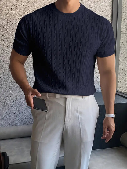 Nino | Maglia a manica corta con trecce girocollo da uomo