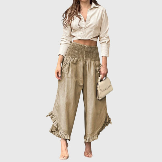 Carlotta | Pantaloni Donna Eleganti Volant a Gambe Larghe