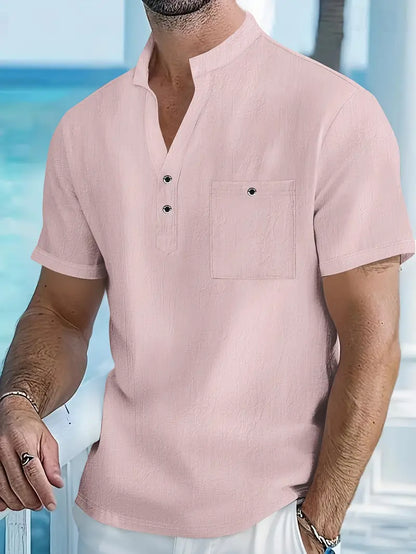 Giorgio | Camicia henley a maniche corte con taschino da uomo