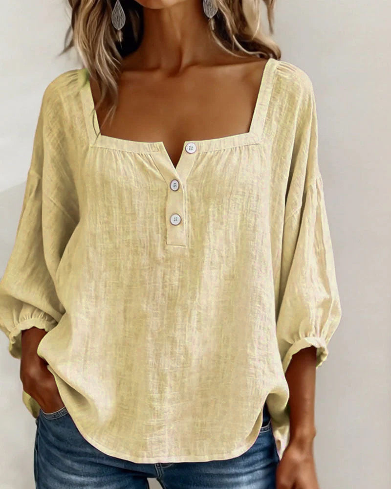 Isotta | Blusa scollo quadrato maniche a lanterna per donna