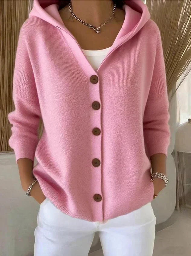 Rosalia | Cardigan con cappuccio e bottoni a vista per donna